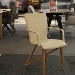 Essgruppe Aiden Und Acos Eiche Massiv Natur Gewachst Leder Genua Ivory Creme