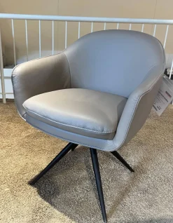 Essgruppe Calvia Bezug Leder Bronco 85 Light Grey Grau Gestell Metall Schwarz Strukturiert Ohne Tisch