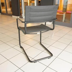 Essgruppe Denia Platte Belattung Teak Gestell Grau-Metallic Inklusive 2 Sessel Sosta Bespannung Batyline Anthrazit