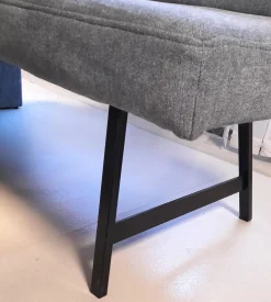 Essgruppe Esstisch Eiche Furniert Tischbeine Schwarz Esszimmerbank 1 Stuhl Arizona Stoff Blaugrau