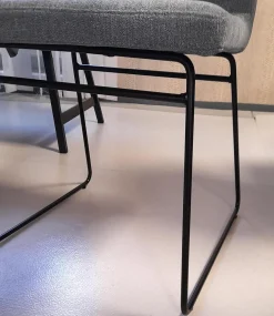 Essgruppe Esstisch Eiche Furniert Tischbeine Schwarz Esszimmerbank 1 Stuhl Arizona Stoff Blaugrau