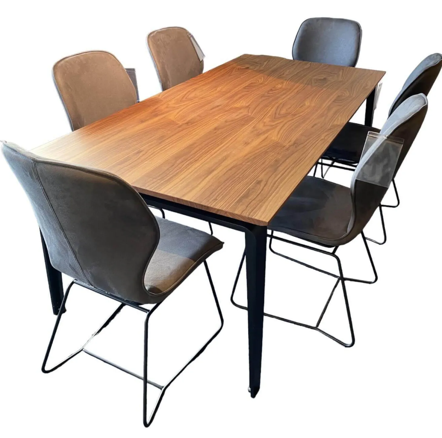 Essgruppe ET524 Kaia Tisch Nussbaum Natur mit 6 Stühle