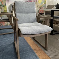 Essgruppe Gio Outdoor Teak Antique Grey Stühle Bezug Stoff Ecate Blau Weiß