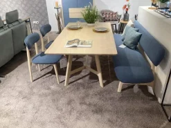 Essgruppe Juna Esche Gebürstet Weiß-Geölt Tisch Stühle Bank