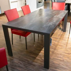 Essgruppe Nova Bezug Leder Tendens Paprika Rot Tischplatte Keramik Onix Darknight