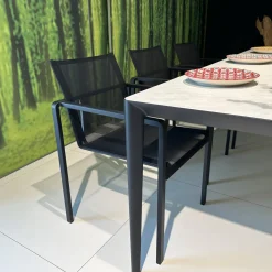 Essgruppe Outdoor Unite Platte Keramik Bianco Statuario Weiß Grau Mit 6 Stühlen