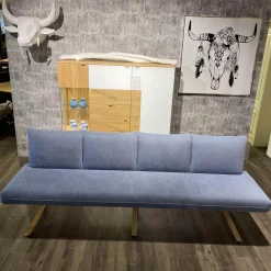 Essgruppe Signatura In Rustikal Asteiche Bianco Polsterbezug Grau Blau Mit 3 Stühlen Milo