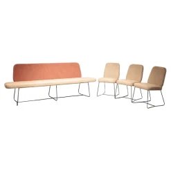 Essgruppe Skyler Bezug Leder Rancho 2 Stone Beige Gestell Lack Feinstruktur Anthrazit