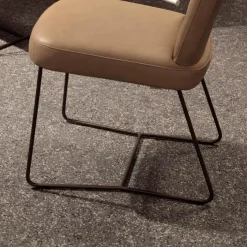 Essgruppe Skyler Bezug Leder Rancho 2 Stone Beige Gestell Lack Feinstruktur Anthrazit