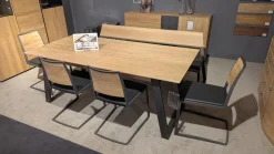 Essgruppe Terso Rustikale Asteiche Massiv Bianco Leder Colorado Anthrazit