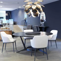 Essgruppe Tisch Astrum Marmor Maquinia Schwarz Matt mit 4 Stühlen Caratos