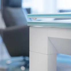 Essgruppe Tisch Chat Lack Weiß Glas Weiß Ausziehbar mit 4 Stühlen Weiß