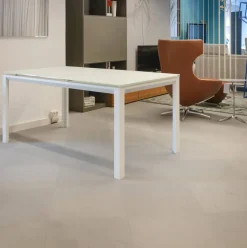 Essgruppe Tisch Chat Lack Weiß Glas Weiß Ausziehbar mit 4 Stühlen Weiß