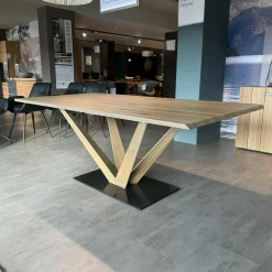 Essgruppe V-Galvino Tischplatte Alteiche Rustiko Stühle Nappaleder Rind Schwarz