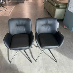 Essgruppe V-Galvino Tischplatte Alteiche Rustiko Stühle Nappaleder Rind Schwarz