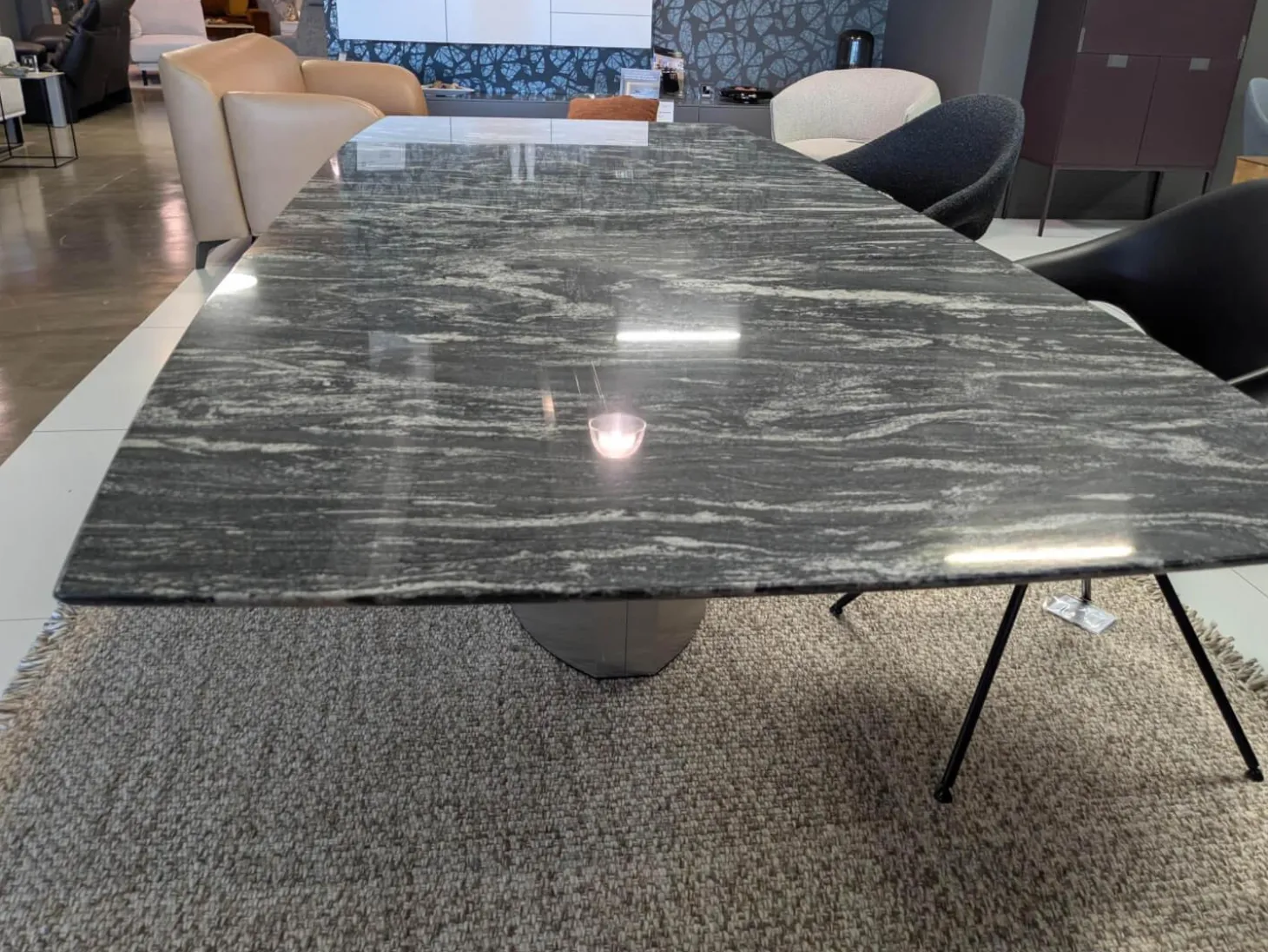 Esstisch 1224 Adler II Paradiso Aktion Steinplatte Fuß Edelstahl Poliert mit Auszug