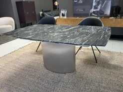 Esstisch 1224 Adler II Paradiso Aktion Steinplatte Fuß Edelstahl Poliert mit Auszug