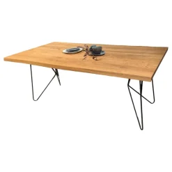 Esstisch 41120 Gunnar Platte Wildeiche Gehackt Gestell Und Füße Metall 056 Bronze Schwarz Ohne Deko Ohne Stühle