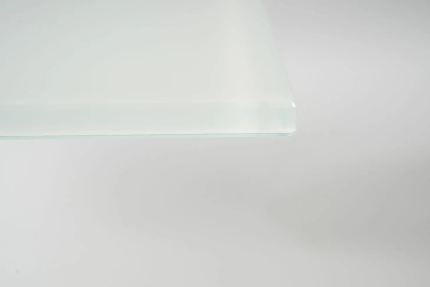 Esstisch 1010 Lift IV Satiniertes Weissglas Bodenplatte Matt-Chrom