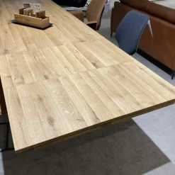 Esstisch 3110.1.2.220.1 Platte Astige Eiche Gestell Rohstahl Schwarz Mit 2 Klappeinlagen