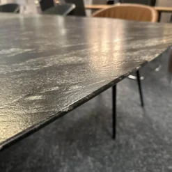 Esstisch Adler 1224 Platte Gneis Silver Paradiso Grau Geledert Sockel Edelstahl Matt Geschliffen Ohne Rollen