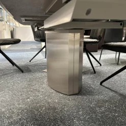 Esstisch Adler 1224 Platte Granit Polar Poliert Grau Sockel Oval Edelstahl Matt Geschliffen Ohne Rollen