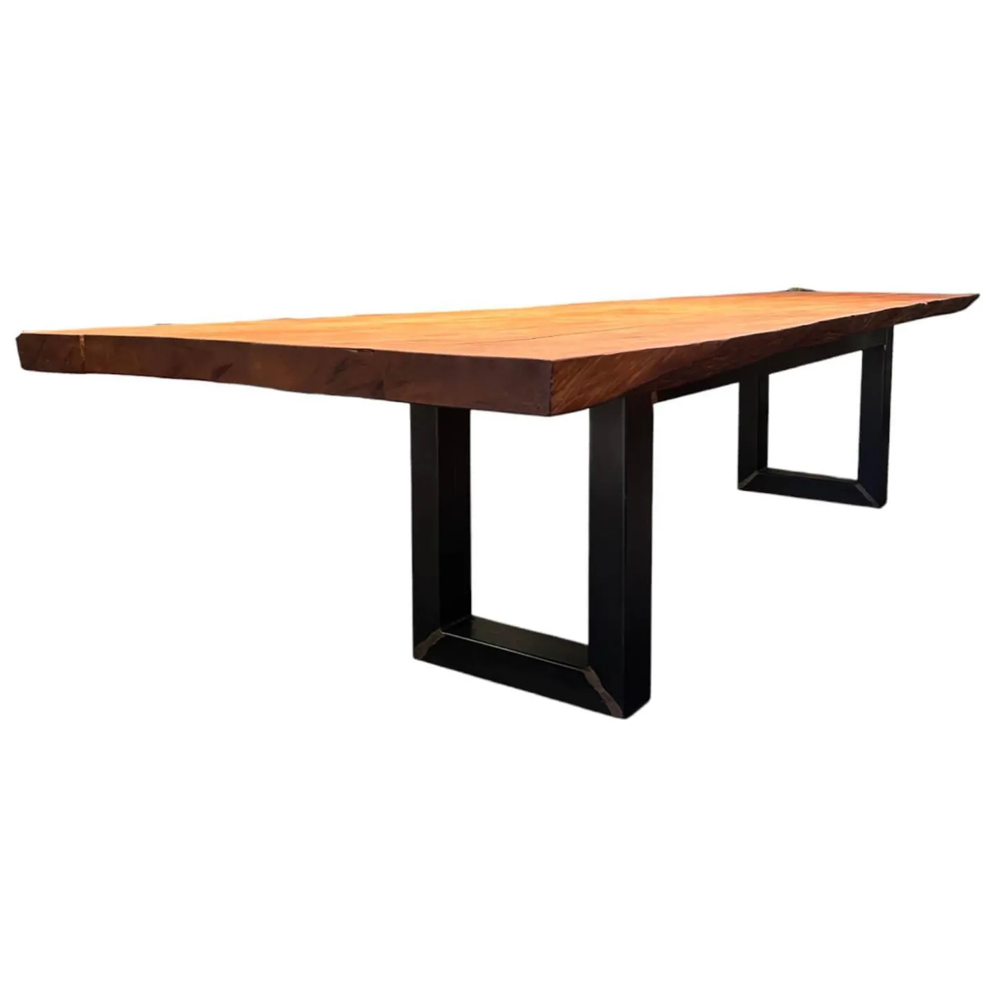 Esstisch Auckland Platte Holz Kauri Oberfläche Geschliffen Gestell Natureisen Geölt Schwarz