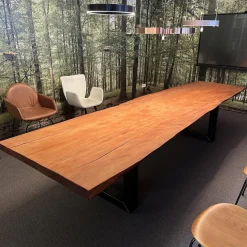 Esstisch Auckland Platte Holz Kauri Oberfläche Geschliffen Gestell Natureisen Geölt Schwarz