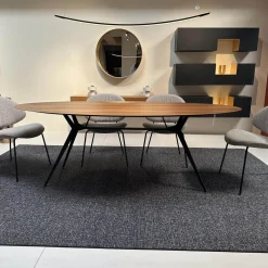 Esstisch Balance Platte Nussbaum Ovale Gestell Schwarz