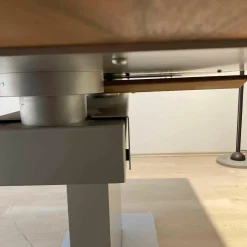 Esstisch Battuta Platte Nussbaum Gewachst Ausziehbar Sockel Chromfarbig