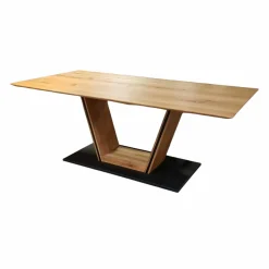 Esstisch Bayville Wildeiche Natur Geölt Metallleiste Mattschwarz Lackiert