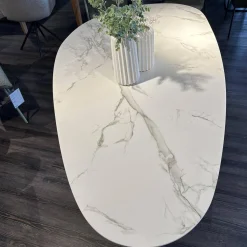 Esstisch Belia Stein Dekton Natural Aura Gestell Blau Grau RAL 7031 Blue Grey