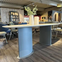 Esstisch Belia Stein Dekton Natural Aura Gestell Blau Grau RAL 7031 Blue Grey