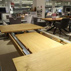 Esstisch Brest Wildeiche Geölt Bodenplatte Schwarzgrau Mit Synchronauszug