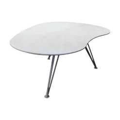 Esstisch Cloudy Plate Ceramistone Diamond Cream Weiß Gestell Beige