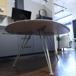 Esstisch Cloudy Plate Ceramistone Diamond Cream Weiß Gestell Beige