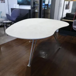 Esstisch Cloudy Plate Ceramistone Diamond Cream Weiß Gestell Beige