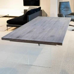 Esstisch Contur Eiche Astig Gebürstet Geräuchert Und Weiß Geölt Mit Glaswangen Optiwhite Mit Auszug