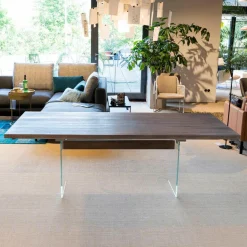 Esstisch Contur Eiche Astig Gebürstet Geräuchert Und Weiß Geölt Mit Glaswangen Optiwhite Mit Auszug