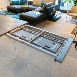 Esstisch Contur Eiche Astig Gebürstet Geräuchert Und Weiß Geölt Mit Glaswangen Optiwhite Mit Auszug