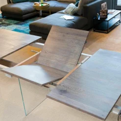 Esstisch Contur Eiche Astig Gebürstet Geräuchert Und Weiß Geölt Mit Glaswangen Optiwhite Mit Auszug