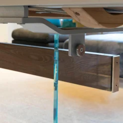 Esstisch Contur Eiche Astig Gebürstet Geräuchert Und Weiß Geölt Mit Glaswangen Optiwhite Mit Auszug