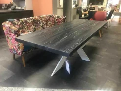 Esstisch Denver Chicago Eiche Rustikal Shadow 240 x 100 Fuß Metall Weiß Antik