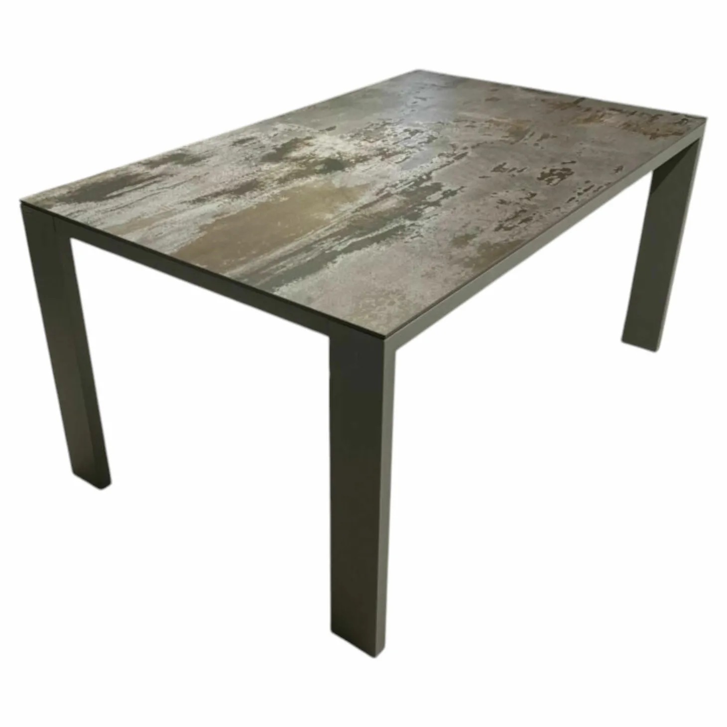 Esstisch Edge Tischplatte Dekton Industrial Trilium Gestell Metall Stahlgrau