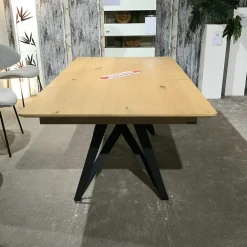 Esstisch ET116 Ron Wildeiche Hell Soft Gebürstet Gestell Anthrazit mit Klappeinlage