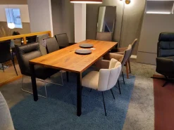 Esstisch Ferro Line 220x90 Nussbaum Geölt Rustikal Gestell Schwarz