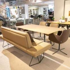 Esstisch Fix LS23 Almon Platte Echtholzfurnier Asteiche Bianco Gestell Metall Schwarz