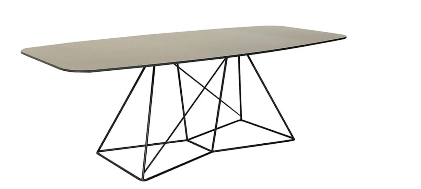 Esstisch Flow Platte HPL Anthrazit Drahtgestell Schwarz