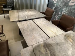 Esstisch Fontana Platte Stein Oxford Grey Grau Gestell Eiche Dunkelgrau Ausziehbar