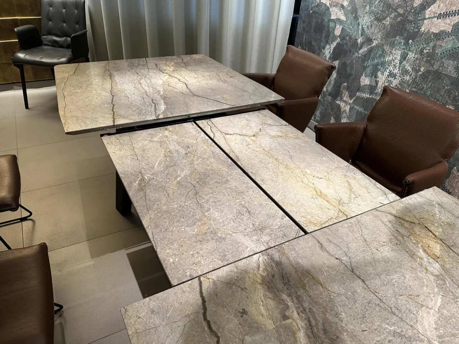 Esstisch Fontana Platte Stein Oxford Grey Grau Gestell Eiche Dunkelgrau Ausziehbar